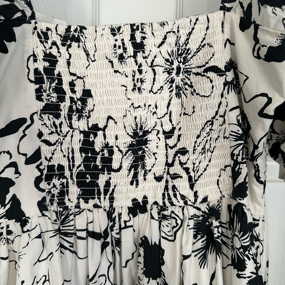 Abercrombie & Fitch Black and White Floral Midi Dress L - Picture 7 of 10